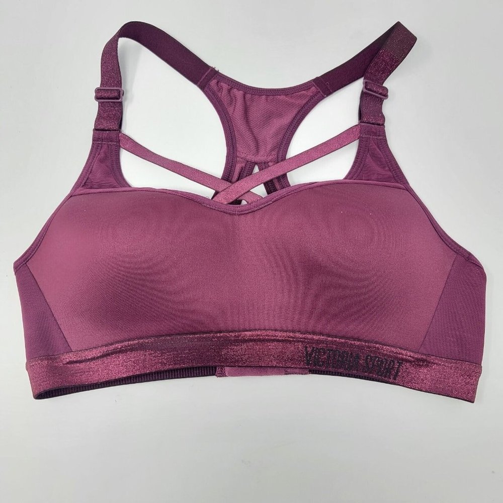 Victoria's Secret Sport 32B Incredible Lightweight Maroon Red Sparkle Sports Bra